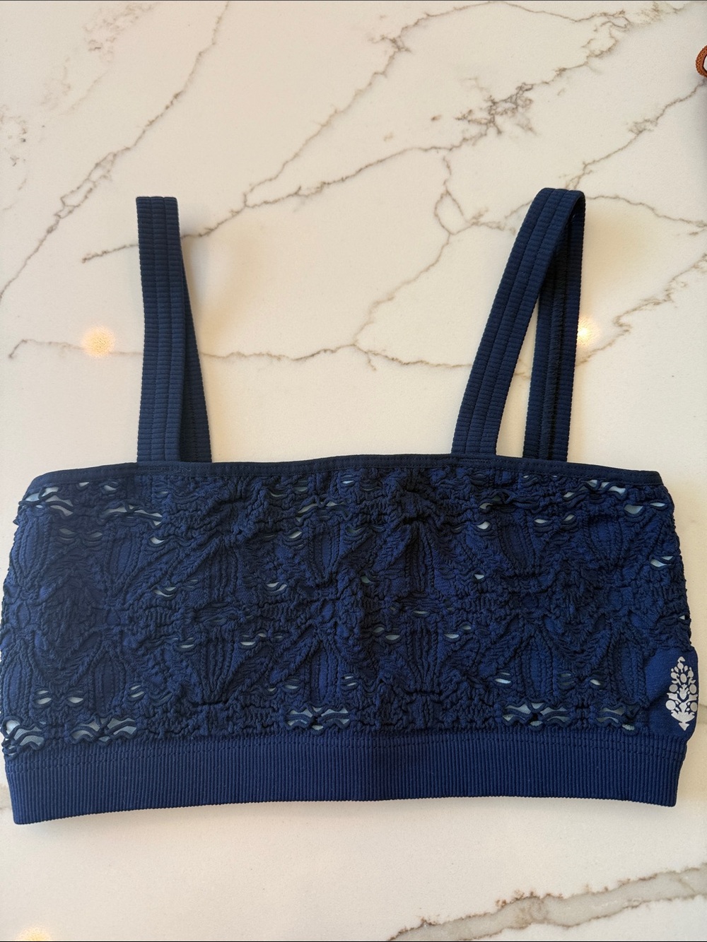 Free People Movement Navy Floral Bralette with Double Straps SZ M/L